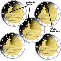 Allemagne 2026 - 2 euro commémorative - Brême x 5- (les 5 ateliers A, D, F, G et J)