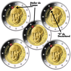 Allemagne 2026 - 2 euro commémorative - Konrad Adenauer x 5- (les 5 ateliers A, D, F, G et J)