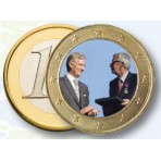 Albert II et Philippe de Belgique 2013 - 1 euro domé en couleur 