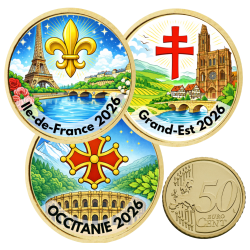 Les Régions 2026-50 cts domé couleur- Collection complète