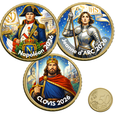 France 2026-Personnages Historiques -50 cts domé couleur- Collection complète