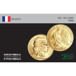 France 2025 Héritage 20 francs coq - carte commémorative