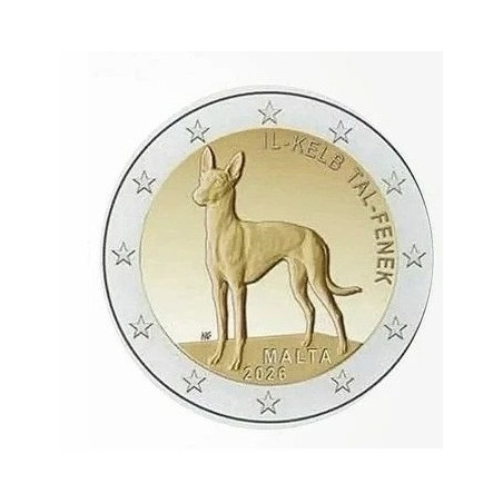 Malte 2026 - 2 euro commémorative  BE -  Le Lévrier pharaon
