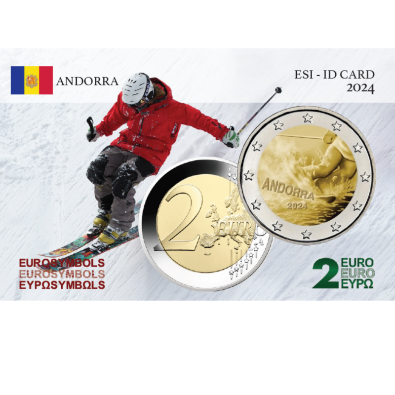 Andorre 2024- Ski- carte commémorative  EuroSymbols Institute