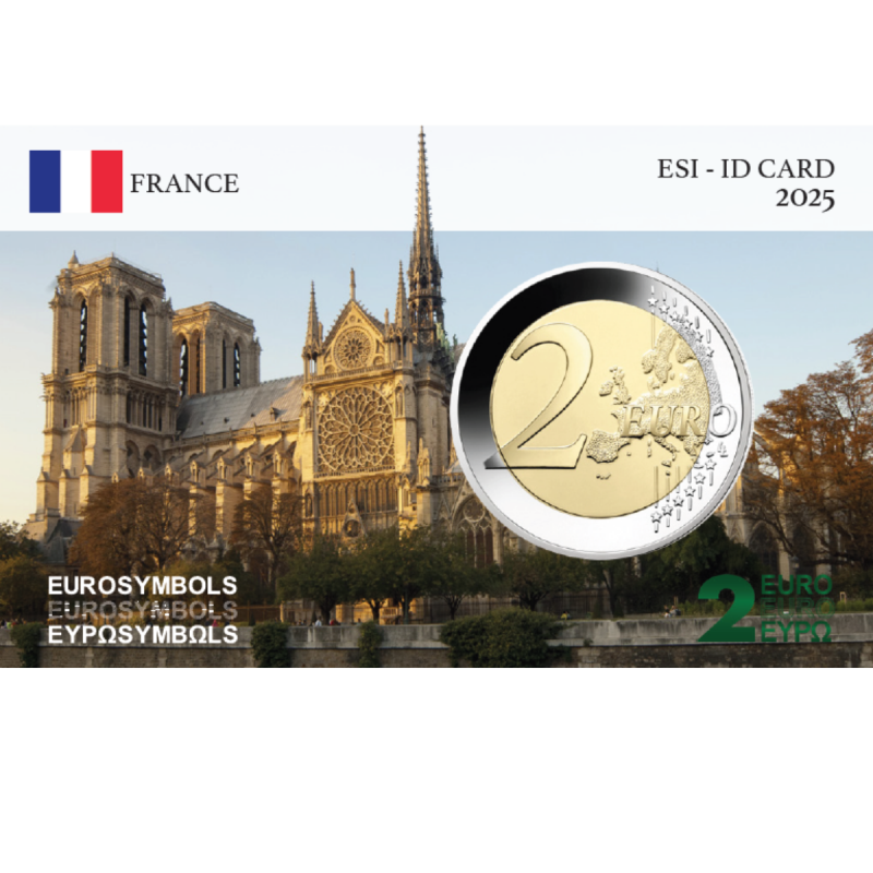 France 2025- Notre Dame de Paris- carte commémorative  EuroSymbols Institute