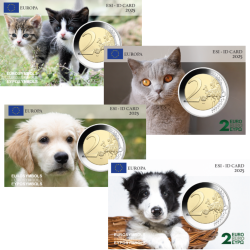 Europa 2025 - La collection des Animaux Chiens et Chats- carte commémorative  EuroSymbols Institute
