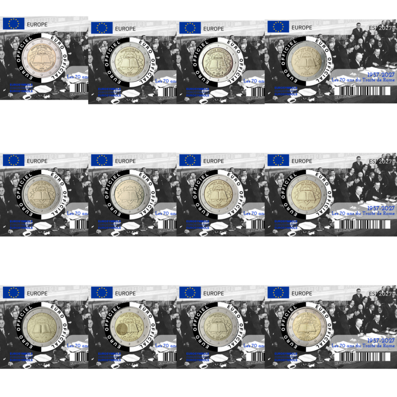 Collection complète 2027 - 12 Coincards - 70 ans traité de Rome -1957/2027