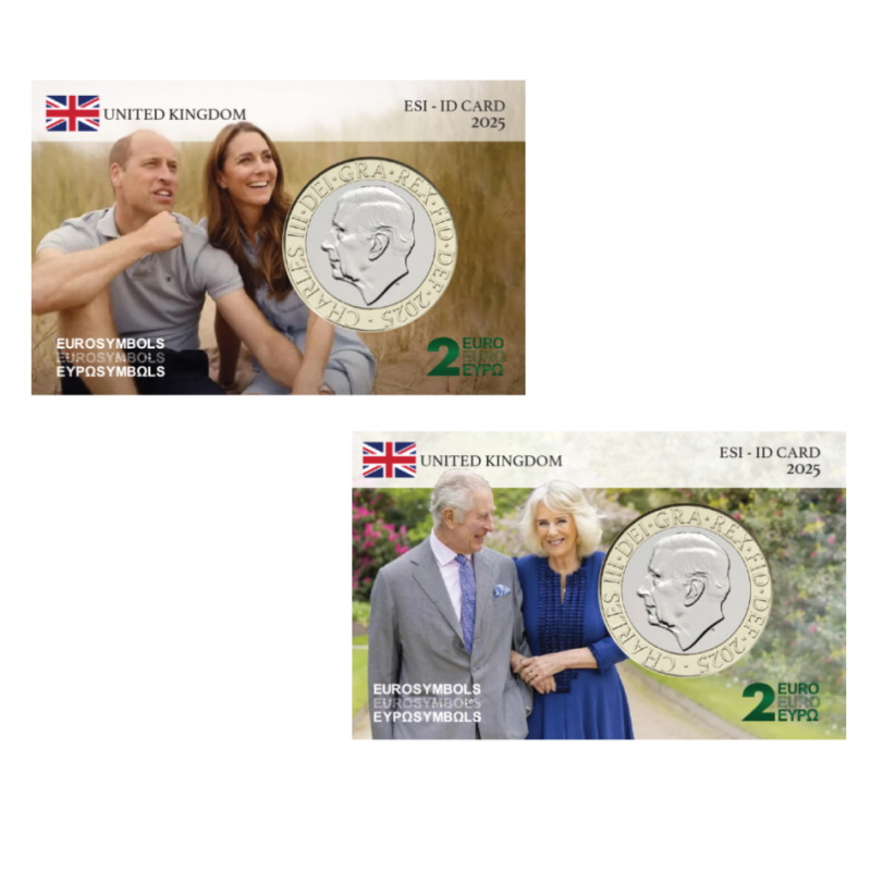 UK 2025-Collection complète- Les 2 cartes :Prince Charles et Camilla & Kate et William