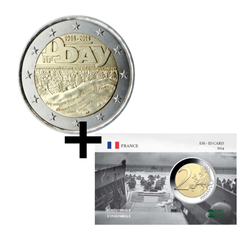 France 2014 Collection D-Day - 2 euro+ carte commémorative D Day