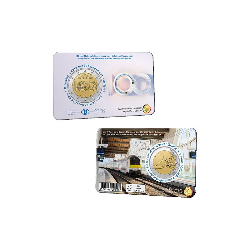 2 euros Belgique 2026 Coincard Version Train- 100 ans de la SNCB
