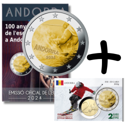 Andorre 2024 - 2 Euro Commémorative BU "Ski"+carte commémorative GRATUITE