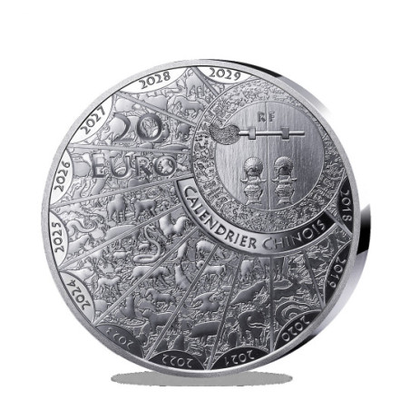 Monnaie de Paris 2027 - SERIE DU CALENDRIER LUNAIRE CHINOIS- Année de la chèvre 12€, Argent BE