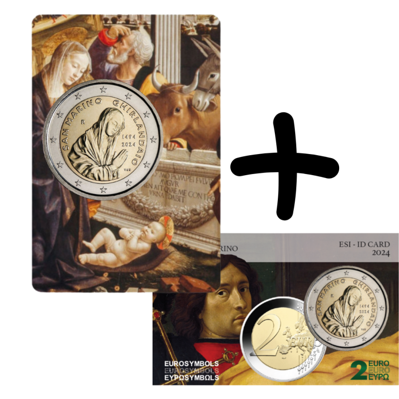 Saint Marin 2024 - 2 euro commémorative Ghirlandaio+ Gratuit carte commémorative