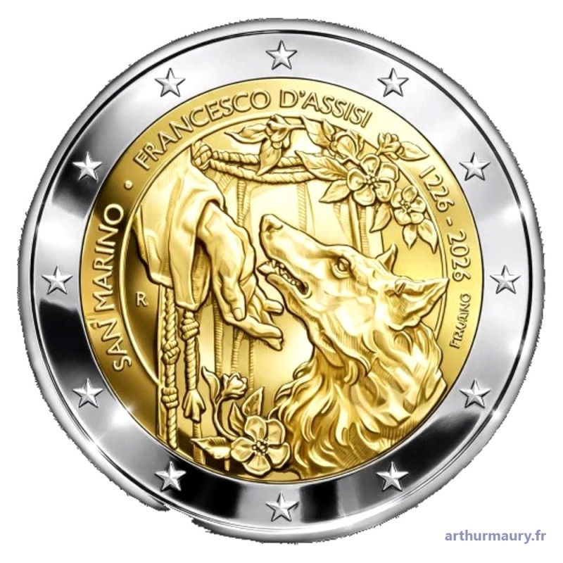 Saint-Marin 2026 - 2 euro commémorative BU - 800ème anniv. de Saint François d'Assise