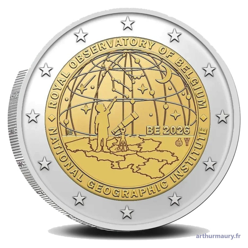 Belgique 2026 - 2x coincards 2 euro commémorative BU - Institut Géographique National et 200 ans