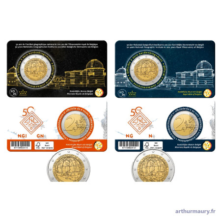 Belgique 2026 - 2x coincards 2 euro commémorative BU - Institut Géographique National et 200 ans
