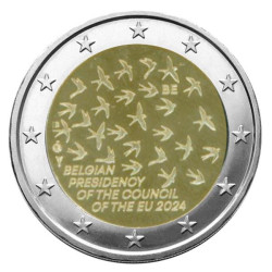 Belgique 2024 -  2 euro commémorative UNC- Présidence du Conseil de l'UE - Rouleau de 25 pièces