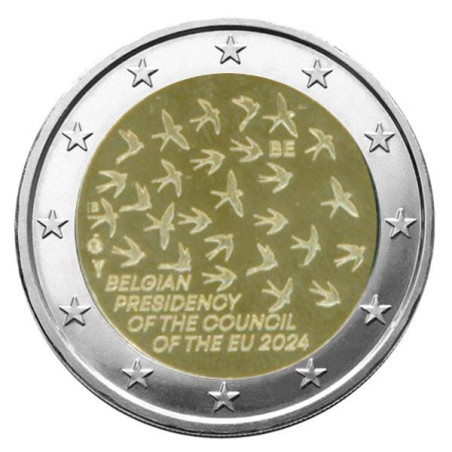 Belgique 2024 -  2 euro commémorative UNC- Présidence du Conseil de l'UE - Rouleau de 25 pièces