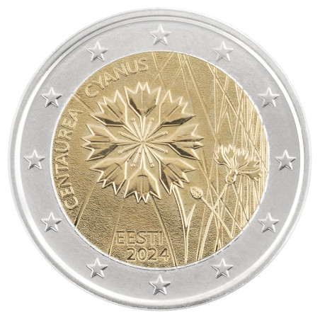 Estonie 2024 - 2 euro commémorative - Le bleuet - Rouleau de 25 pièces