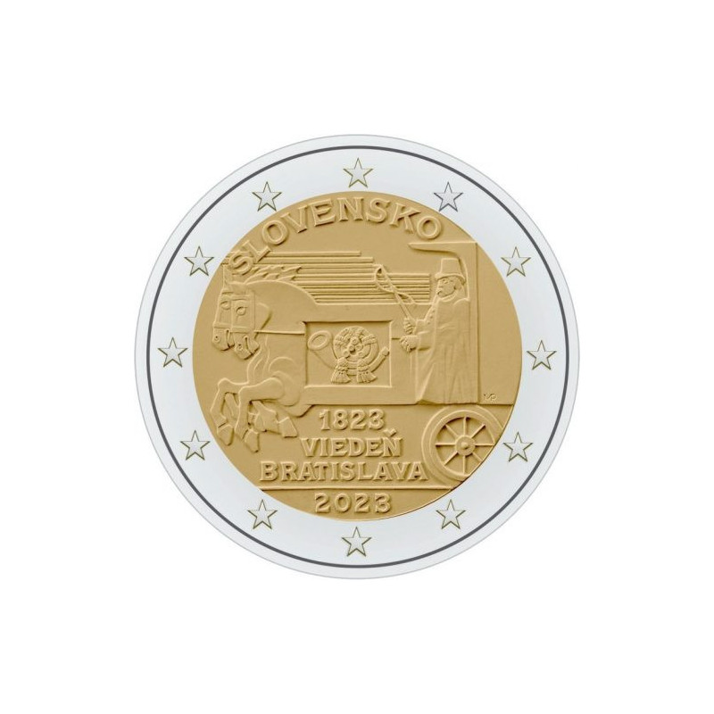 Slovaquie 2023 - 2 euro commémorative « Service postal express entre Vienne et Bratislava via des véhicules hippomobiles » - Rou