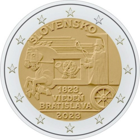Slovaquie 2023 - 2 euro commémorative « Service postal express entre Vienne et Bratislava via des véhicules hippomobiles » - Rou