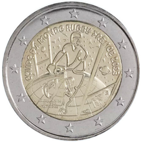 France 2023 - Monnaie de Paris 2 euro commémorative UNC - Coupe du Monde de Rugby - Le Tournoi - Rouleau de 25 pièces