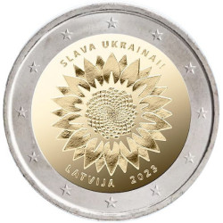 Lettonie 2023 - 2 euro commémorative Tournesols Ukrainiens - Rouleau de 25 pièces