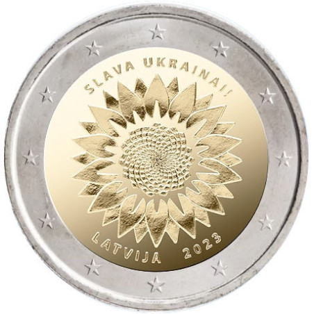 Lettonie 2023 - 2 euro commémorative Tournesols Ukrainiens - Rouleau de 25 pièces