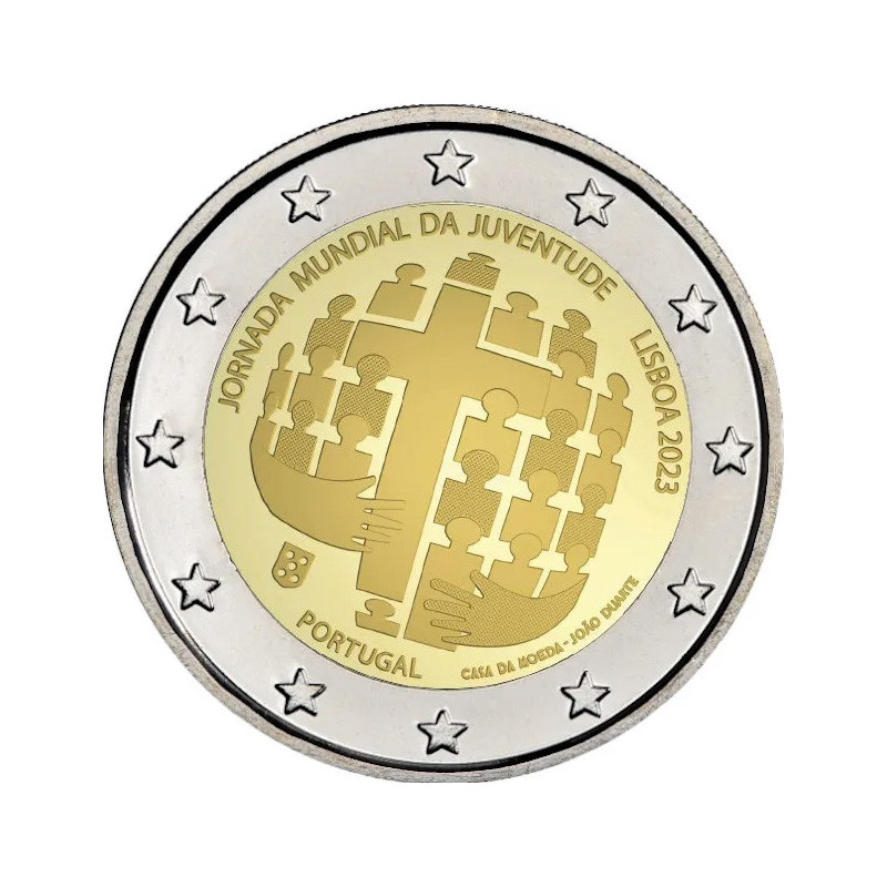 Portugal 2023 - 2 euro commémorative - Journée mondiale de la jeunesse Lisbonne UNC - Rouleau de 25 pièces