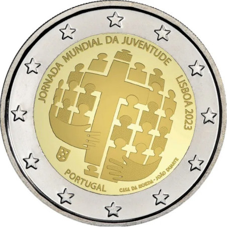 Portugal 2023 - 2 euro commémorative - Journée mondiale de la jeunesse Lisbonne UNC - Rouleau de 25 pièces