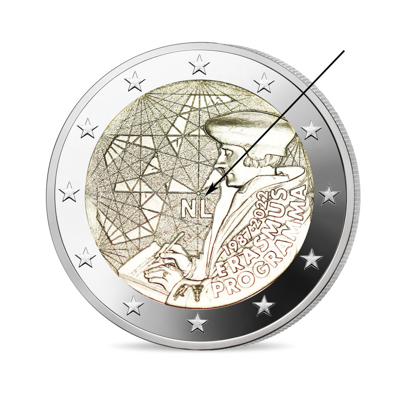Pays-Bas 2022 - 2 euro commémorative Erasmus - Rouleau de 25 pièces
