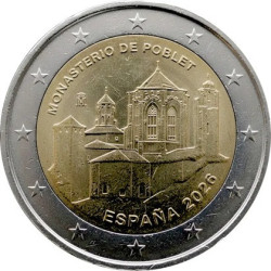 Espagne 2026 - 2 euro commémorative - Monastère de Poblet - Patrimoine de l'Unesco - Rouleau de 25 pièces