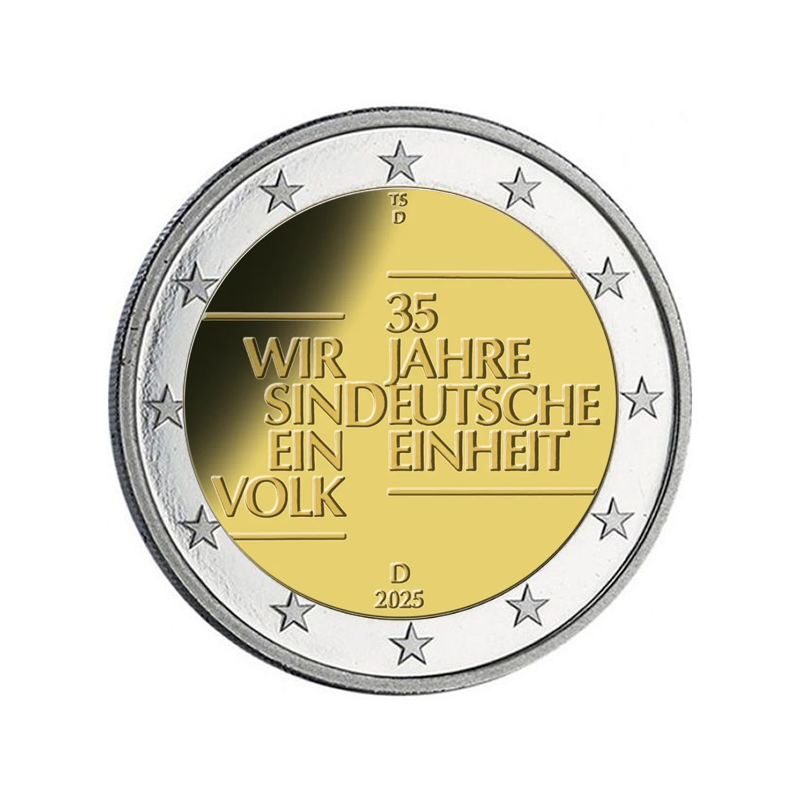 Allemagne 2025 - 2 euro commémorative - Réunification - Rouleau de 25 pièces