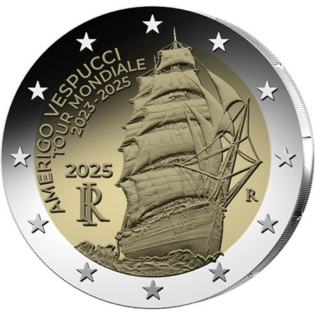 Italie 2025 - 2 euro commémorative - Vespucci - Rouleau de 25 pièces