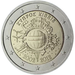 Chypre 2012 - 2 euro commémorative 10 ans de l'euro - Rouleau de 25 pièces