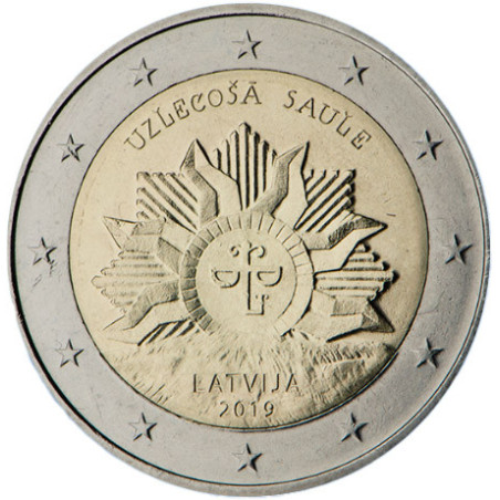Lettonie 2019 - 2 euro commémorative Soleil Levant - Rouleau de 25 pièces