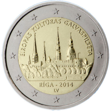 Lettonie 2014 - 2 euro commémorative Riga - Rouleau de 25 pièces