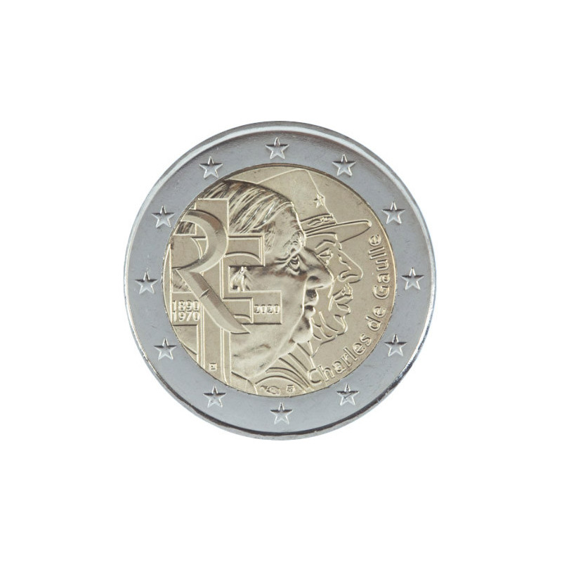 France 2020 - 2 euro commémorative DeGaulle - Rouleau de 25 pièces