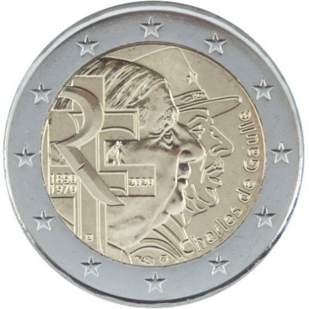 France 2020 - 2 euro commémorative DeGaulle - Rouleau de 25 pièces