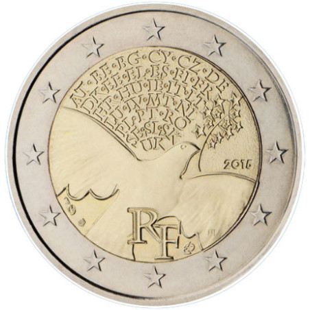 France 2015 - 2 euro commémorative Paix en Europe - Rouleau de 25 pièces