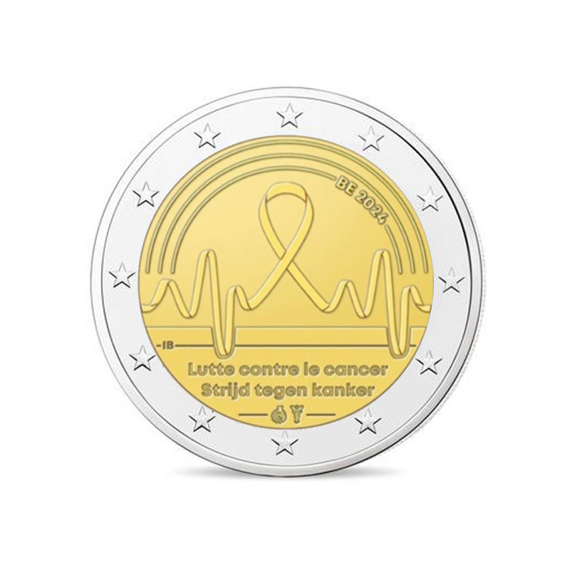 Belgique 2024 - 2 euro commémorative - Lutte contre le cancer - Rouleau de 25 pièces