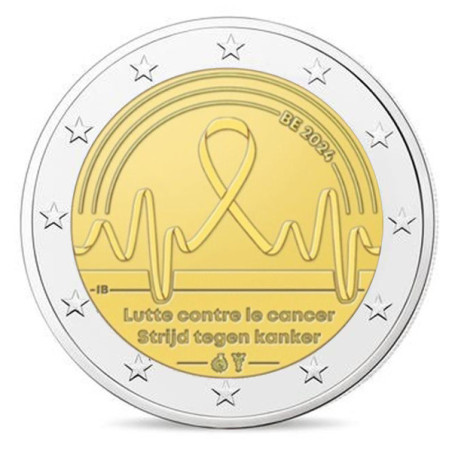 Belgique 2024 - 2 euro commémorative - Lutte contre le cancer - Rouleau de 25 pièces
