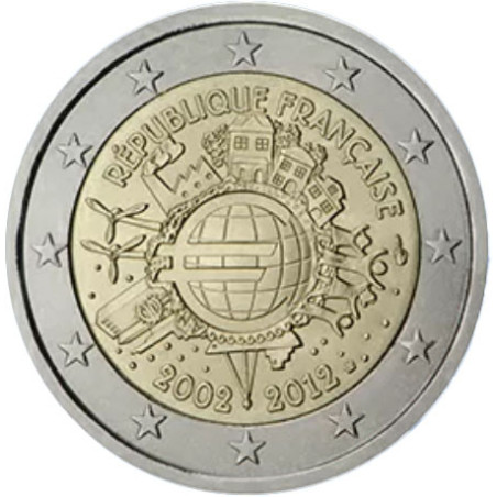 France 2012 - 2 euro commémorative 10 ans de l'euro - Rouleau de 25 pièces