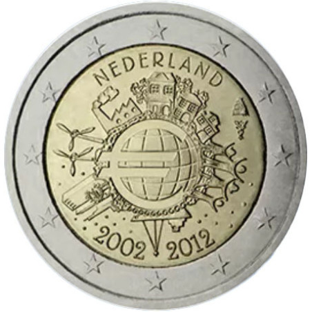 Pays-Bas 2012 - 2 euro commémorative 10 ans de l'euro - Rouleau de 25 pièces