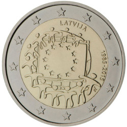 Lettonie 2015 - 2 euro commémorative 30 ans du drapeau européen - Rouleau de 25 pièces