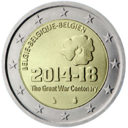 Belgique 2014 - 2 euro commémorative 1ère guerre mondiale - Rouleau de 25 pièces