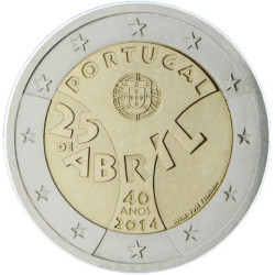Portugal 2014 - 2 euro commémorative Révolution des -illets - Rouleau de 25 pièces