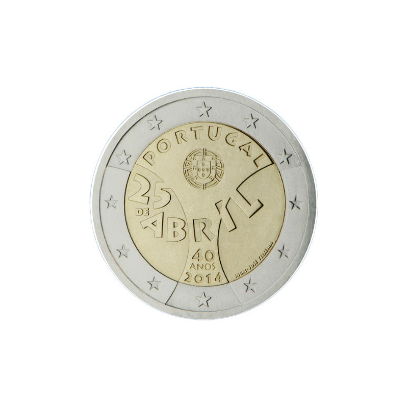 Portugal 2014 - 2 euro commémorative Révolution des -illets - Rouleau de 25 pièces