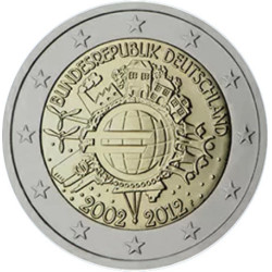 Allemagne 2012 -  2 euro commémorative 10 ans de l'euro - Rouleau de 25 pièces