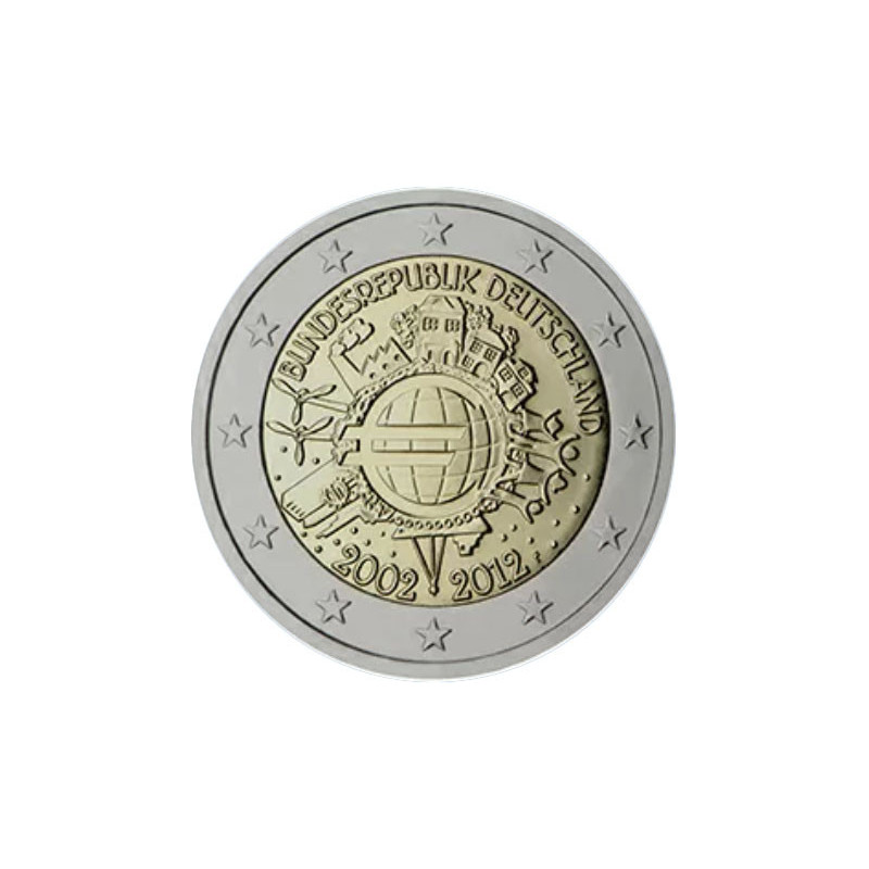 Allemagne 2012 -  2 euro commémorative 10 ans de l'euro - Rouleau de 25 pièces